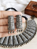 Traditional Oxidised Silver Replica Necklace Set for Navratri & Garba | AMOLA