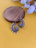 Silver Plated Crescent Oxidized Jhumka Earrings | AMOLA