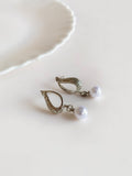 Elegant Silver Pearl Drop Statement Earrings | AMOLA