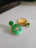 Gold Plated Partywear Enamel Stud Earrings | AMOLA