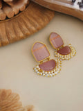 Gold Plated Earring with Monalisa Stone and Pearl | AMOLA