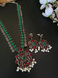 Ruby Long Oxidized Necklace | AMOLA