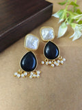Gold Plated Pearl Earring with Monalisa Stone | AMOLA