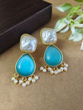 Gold Plated Pearl Earring with Monalisa Stone | AMOLA