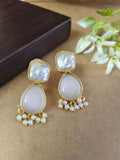 Gold Plated Pearl Earring with Monalisa Stone | AMOLA