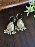 Gold Plated Earring with Pearl and Monalisa Stone | AMOLA