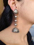 Elegant Lightweight Silver-Plated Jhumka Earrings with Trendy Design | AMOLA