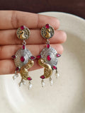 Peacock Oxidised Pearl Jhumki | AMOLA