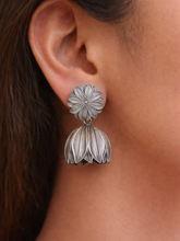 Floral Oxidized Lotus Jhumka Earrings | AMOLA