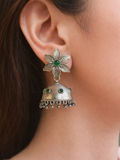 Silver Oxidized Flower Jhumka Earrings for Navratri Festivities | AMOLA