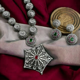 Elegant Silver Look Festive Long Necklace | AMOLA