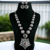 Elegant Silver Look Festive Long Necklace | AMOLA