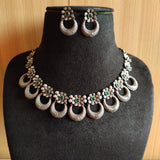 925 Silver Half-Moon Floral Necklace Set | AMOLA