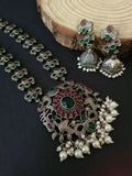 Traditional Silver Replica Pearl Drop Necklace Set | AMOLA