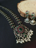 Traditional Silver Replica Pearl Drop Necklace Set | AMOLA