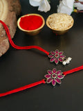 Elegant Ruby-Pearl Bhaiya Bhabhi Rakhi Set | AMOLA