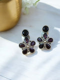 Antique Oxidised Floral Silver Stud Earring | AMOLA