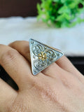 Triangular Oxidised Adjustable Ring | AMOLA