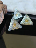 Triangular Oxidized Studs with Rings | AMOLA