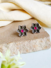 Oxidised Silver Floral Stud Earrings for Everyday Chic | AMOLA