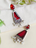 Designer Silver-Look Monalisa Dangler Earrings for Ethnic Wear | AMOLA
