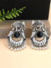 Broad Elephant Earrings with Monalisa Stone & Pearl Drops | AMOLA