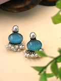 Casual Wear German Silver Oxidised Stud Earrings with Elegant Design | AMOLA
