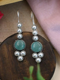 Oxidised Monalisa Pearl Hook Earrings for Casual Elegance | AMOLA