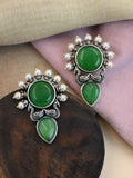 Antique Silver Monalisa Pearl Earrings for Navratri Festive Glam | AMOLA