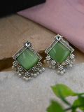 Silver-Plated Square Monalisa Pearl Stud Earrings – Casual Elegance | AMOLA