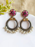 Stunning Dual-Tone Antique Dangler Earrings – Ethnic Elegance Redefined | AMOLA