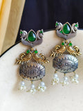 Exquisite Two-Tone Oxidized Peacock Dangler Earrings for Elegance | AMOLA