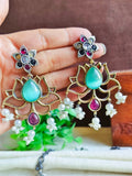 Dual-Tone Gemstone Hasli Necklace Set | AMOLA