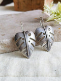 Elegant Silver Pan Leaf Hook Earrings | AMOLA