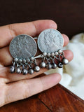 Antique Silver Coin Stud & Ring Set | AMOLA