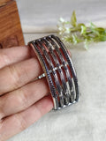 Elegant German Silver Navratri Openable Kadas Set | AMOLA