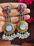 Dual-Tone Stylish Dangler Earrings | AMOLA