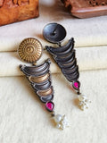 Two-Tone Dangler Earrings in Silver & Gold Finish | AMOLA