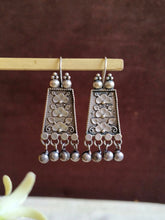 Floral Oxidised Silver Daily Hook Earrings | AMOLA