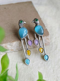 Silver Polish Peacock Monalisa Stud Earrings | AMOLA