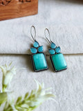 Oxidised Monalisa Stone Hook Earrings | AMOLA