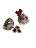 Navratri Oxidised Jhumkas with Beads | AMOLA