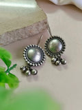 Round Silver Plated Oxidized Hook Earrings with Ghungroo | AMOLA