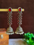 Oxidized Silver Plated Long Jhumka Earrings | AMOLA