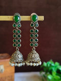 Oxidized Silver Plated Long Jhumka Earrings | AMOLA