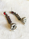 Oxidized Silver Plated Long Jhumka Earrings | AMOLA