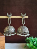 Classic Silver Oxidised Jhumka Earrings | AMOLA
