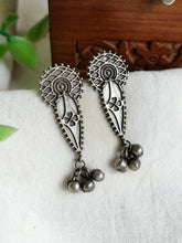 Silver Oxidized Drop Stud Earrings | AMOLA