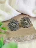 Silver Plated Round Oxidised Stud Earrings for Women | AMOLA