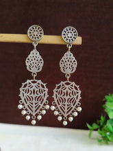 Silver Replica Navratri Pearl Drop Earrings | AMOLA